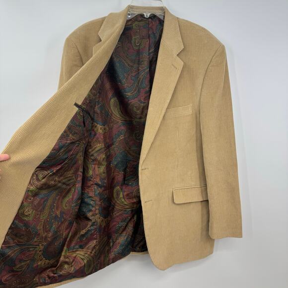 Lauren Ralph Lauren Corduroy Blazer Jacket Men 44 L Tan Preppy Work Casual - Picture 2 of 9